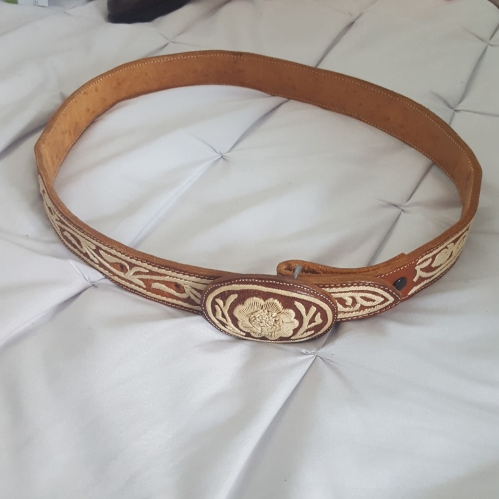 Leather Embroidered Belt